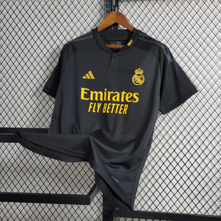 Camisa de Futebol Dry Fit Real Madrid Black Preto Lançamento - Estrela Champions