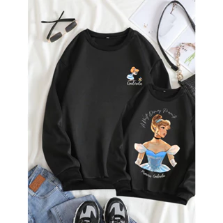 Moletom Gola Careca Princesas Blusa de Frio Sem Capuz Sem Bolso Disney Clássicas