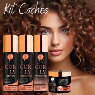 kit cachos curly manutenção e tratamento das curvas em 4 passos shampoo, condicionador , mascara e ativador de cachos