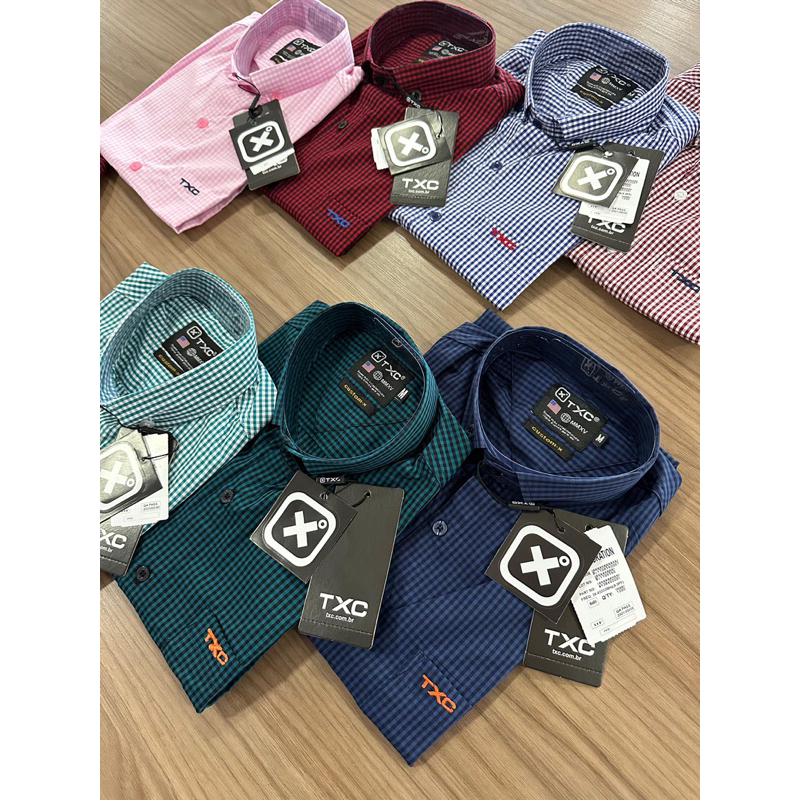 Camisa Social Txc Manga Curta xadrez masculina