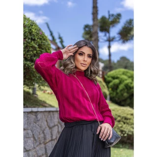 Blusa Manga Rendada tricô casaco