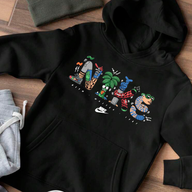 Moletom Preto Estampado KiTh Nk Esportiva Lançamento Coleção Inverno 24