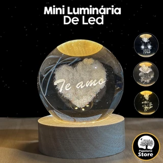 Mini Luminária Led Globo Enfeite Decorativo 3D De Vidro Maciço