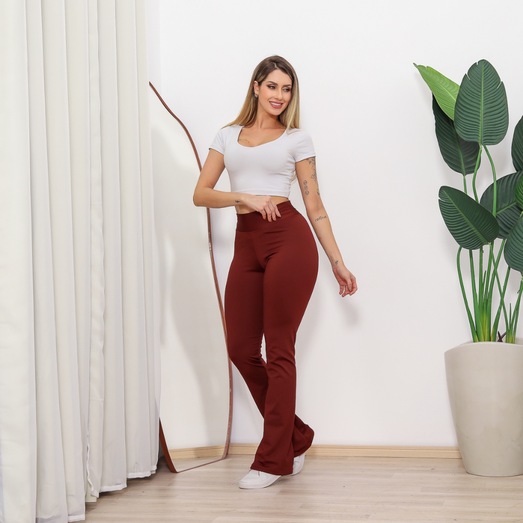 CALÇA FLARE FLANELADO CINTURA ALTA