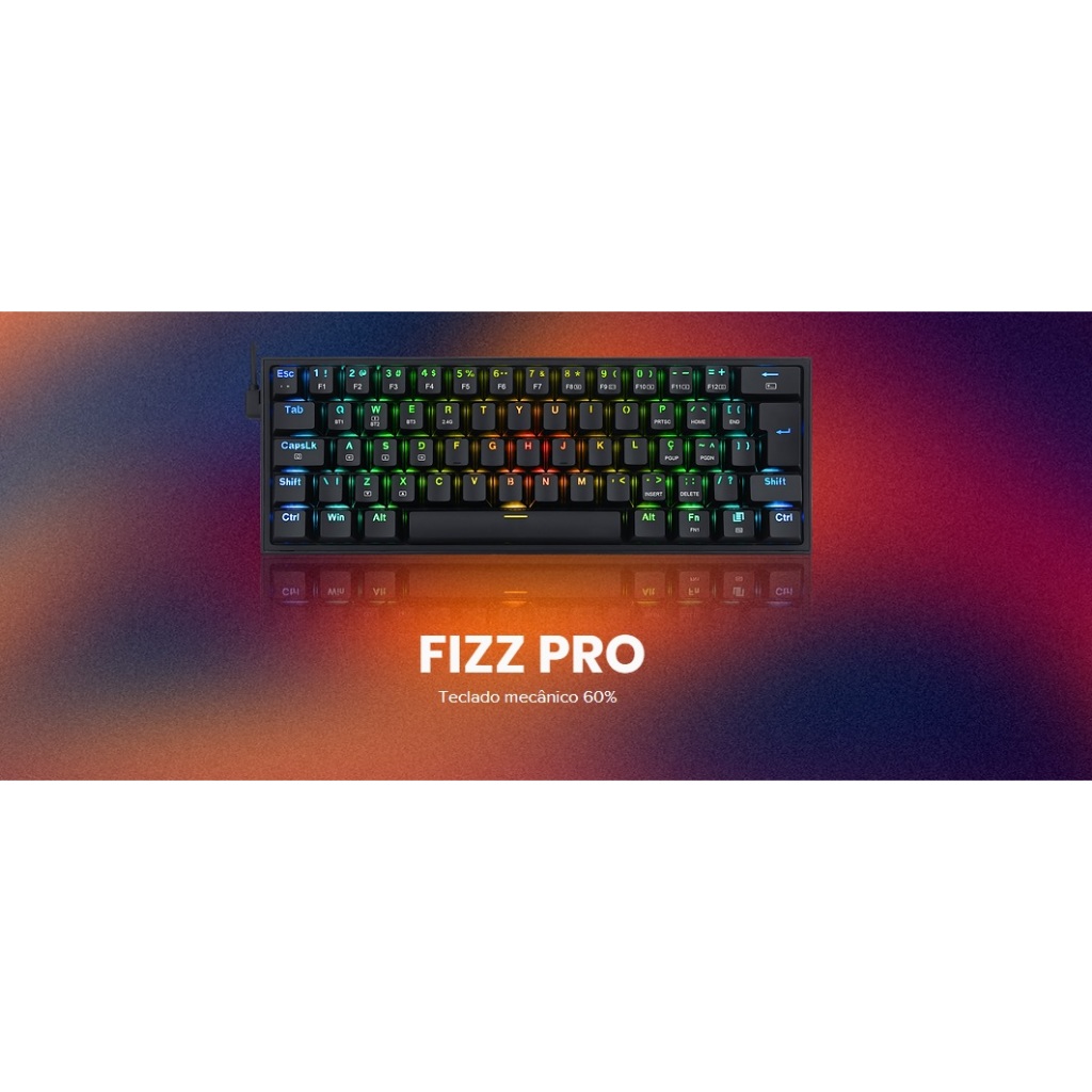 Teclado Sem fio Mecânico Gamer Redragon Fizz PRO RGB, Wireless ...