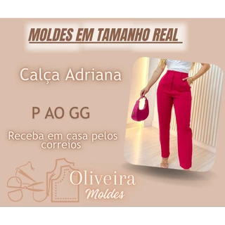 MOLDE CALÇA FEMININA ALFAIATARIA IMPRESSO EM TAMANHO REAL EM PAPEL 75G, TAMANHOS P AO GG