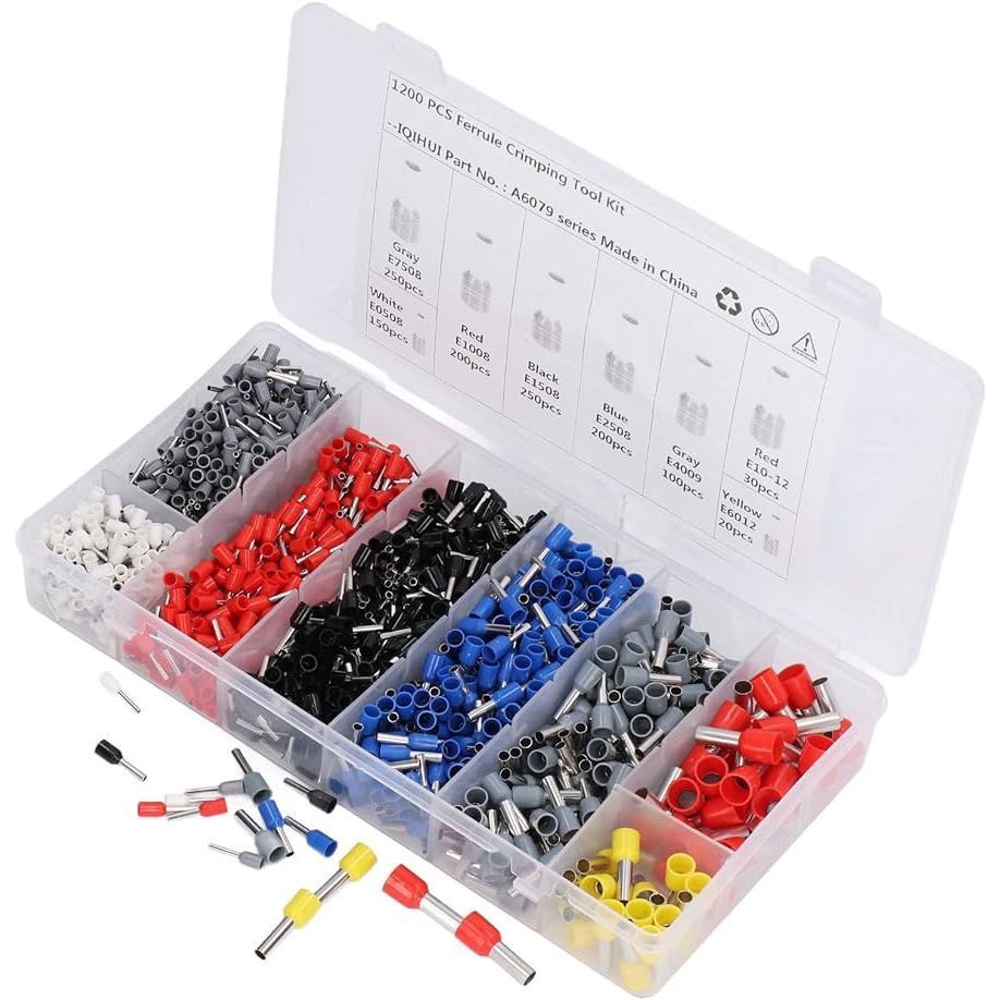 Kit 1200 Peças Terminal Tubular Ilhos Até 10mm Variados - 800 Peças - 400 Peças