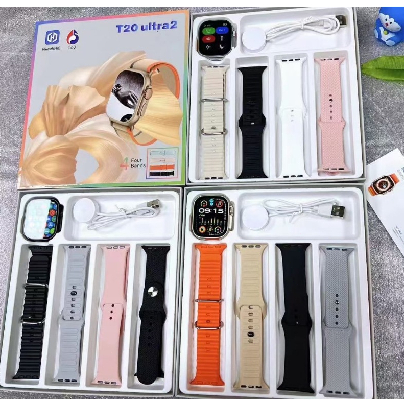 2024 Nova Série 9 Smartwatch T20 Ultra 2 5in1 Carga Sem Fio Pk T800