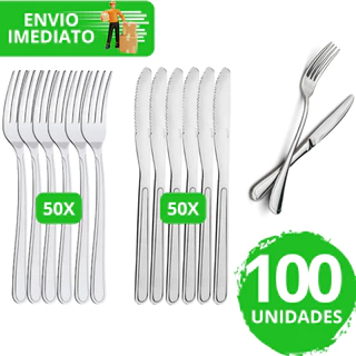 Kit 100 Talheres Garfos e Facas 100% Em Aço Inox Premium Alta qualidade Para Restaurantes