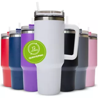 Caneca garrafa copo Térmica 1200ml 1.2 litro Estilo Capacidade Generosa Canudo Plástico prática TINNY YOU
