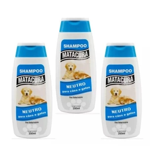 Kit 3 Shampoo Matacura Neutro para Cães e Gatos 200 ml