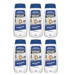 Kit 6 Shampoo Condicionador Matacura Antipulgas Gatos 200ml