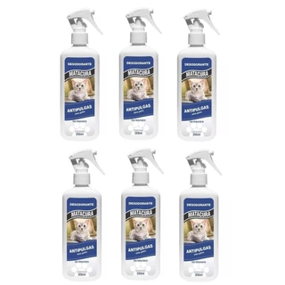 Kit 6 Banho Seco AntiPulgas Desodorante Gatos Matacura 200ml