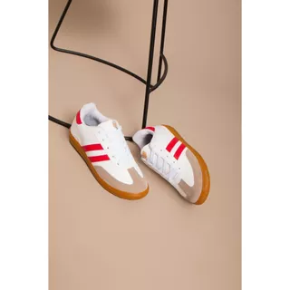 Tênis White Red Feminino Casual Samba Vintage Retrô Confort Lançamento Vermelho