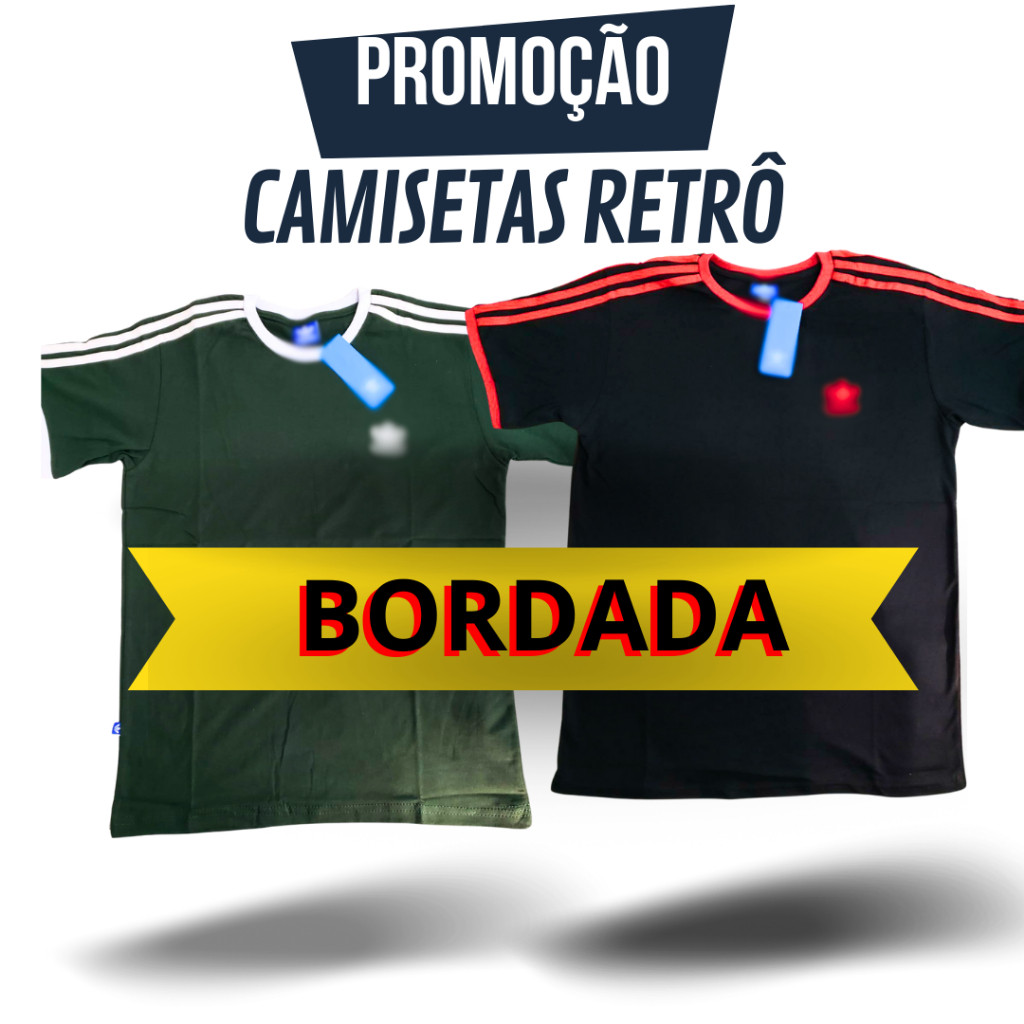 Camisa 100% algodão Ad - Retrô - Masculina - 3 listras