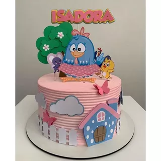 Topo De Bolo 3D Galinha Pintadinha Rosa