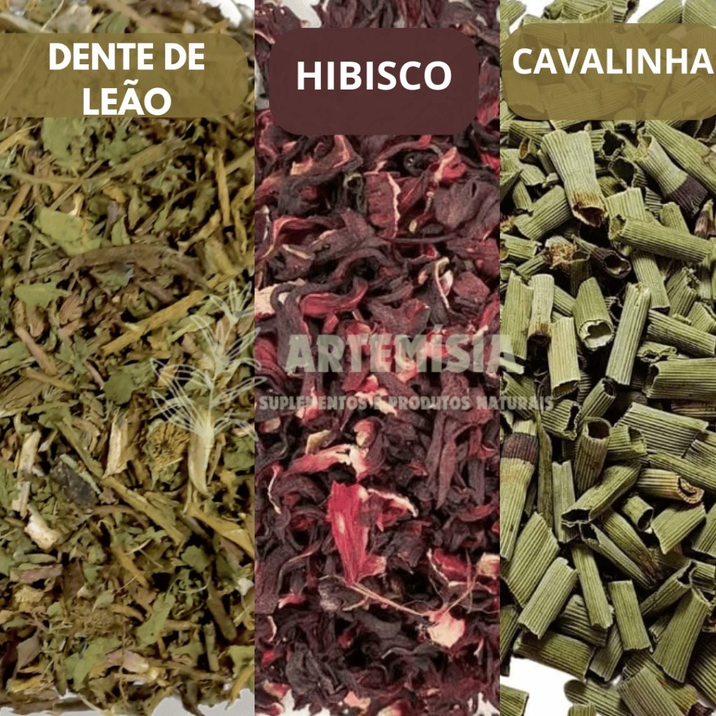 Kit Chá - Cavalinha - Hibisco e Dente de leão 100g de cada item ...