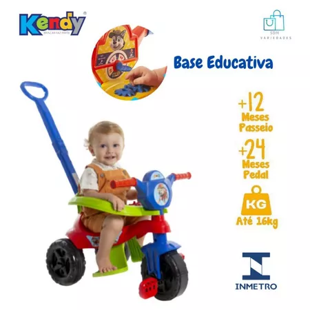 Motoca velotrol triciclo infantil patrulha canina kemotoca kendy infantil bebe empurrador pedal proteção lateral