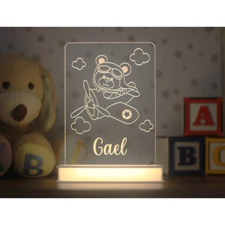Luminária Ursinho Aviador Personalizada