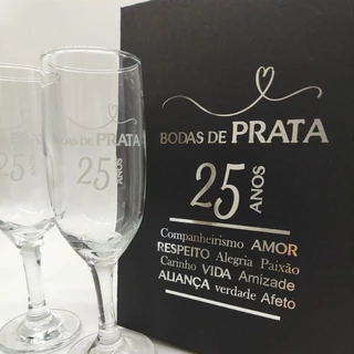 Presente BODAS de Ouro/Prata e 1 ano com taças champanhe