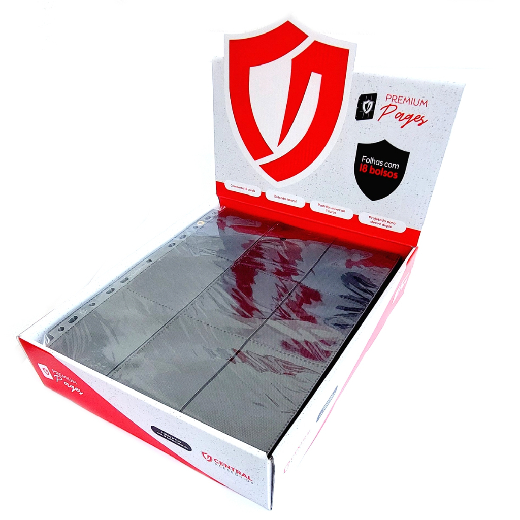 50 Folhas Pretas Premium Para Fichário Central Pages Com 18 Bolsos Pokemon Magic