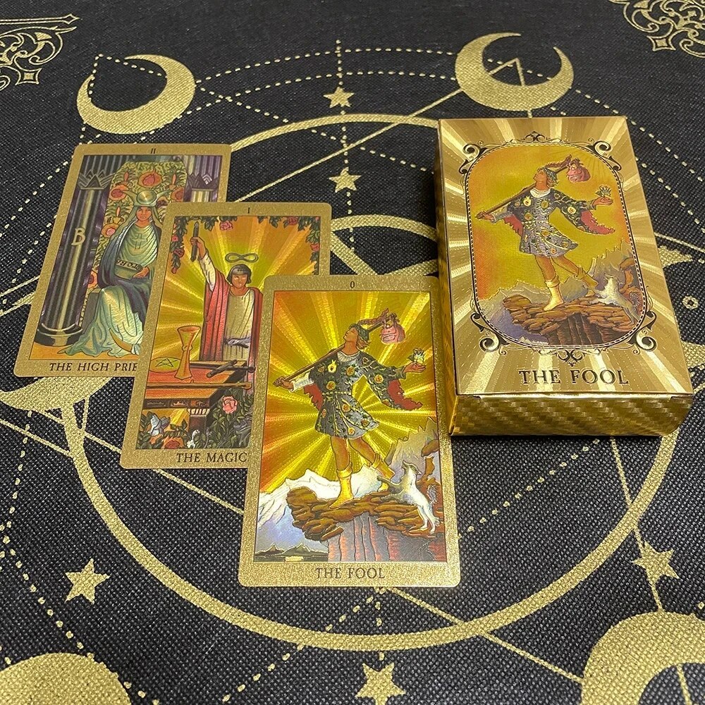 livro Tarot Completo Ouro caixa Meu Fantástico Mundo Mágico 78 cartas Dourado foil mandala