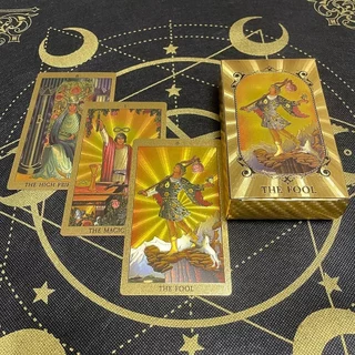 livro Tarot Completo Ouro caixa Meu Fantástico Mundo Mágico 78 cartas Dourado foil mandala