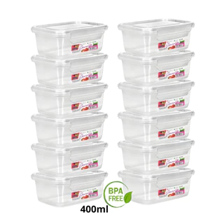 Kit 12 Potes 400ml Retangular Tampa Trava, Jogo Potes Livres de BPA