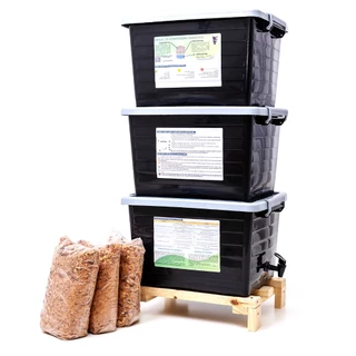 Composteira Doméstica Minhocário 90L Com Suporte - Produza seu próprio fertilizante líquido e sólido