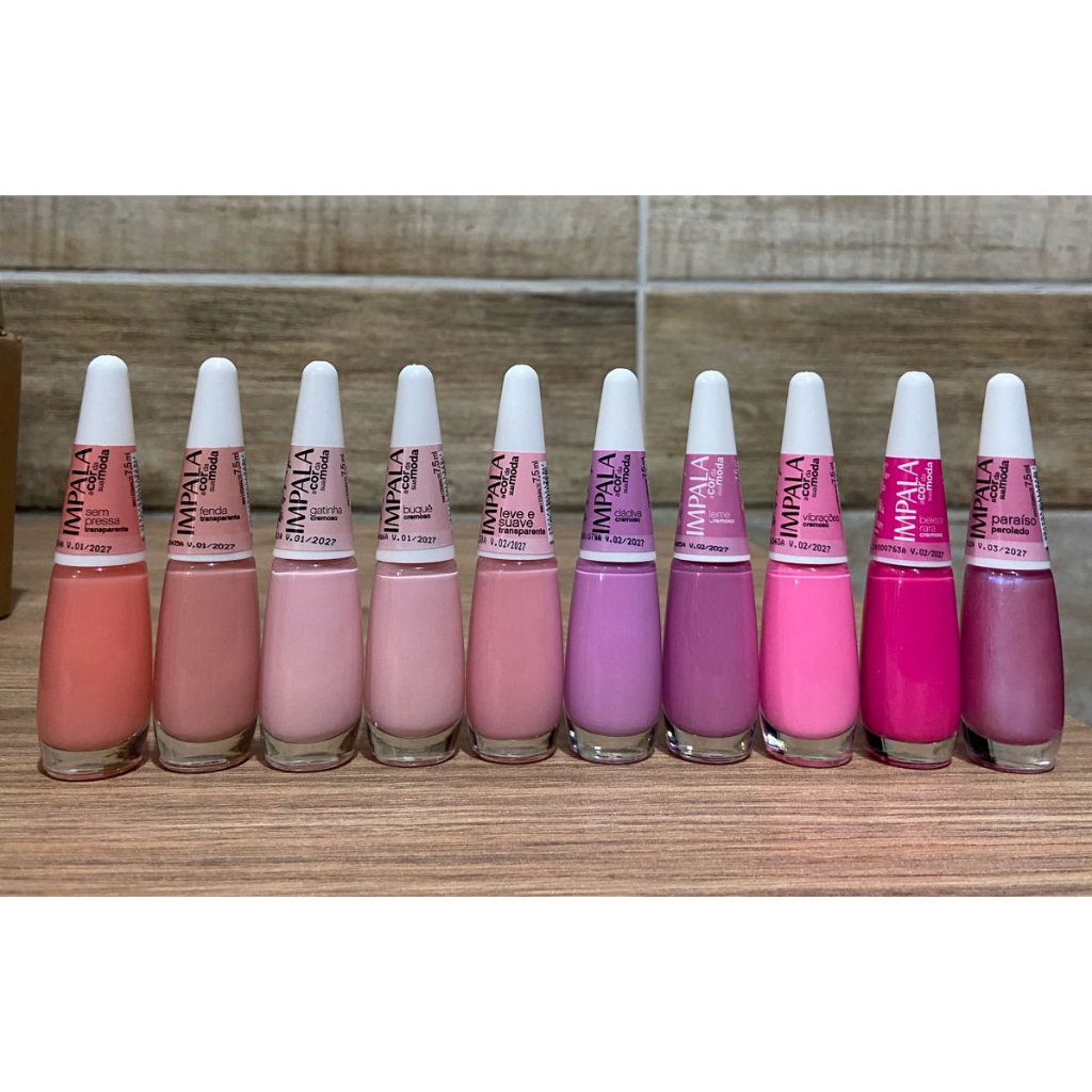 Kit 10 Esmaltes Tons de Rosa Mais Vendidos Impala | Shopee Brasil