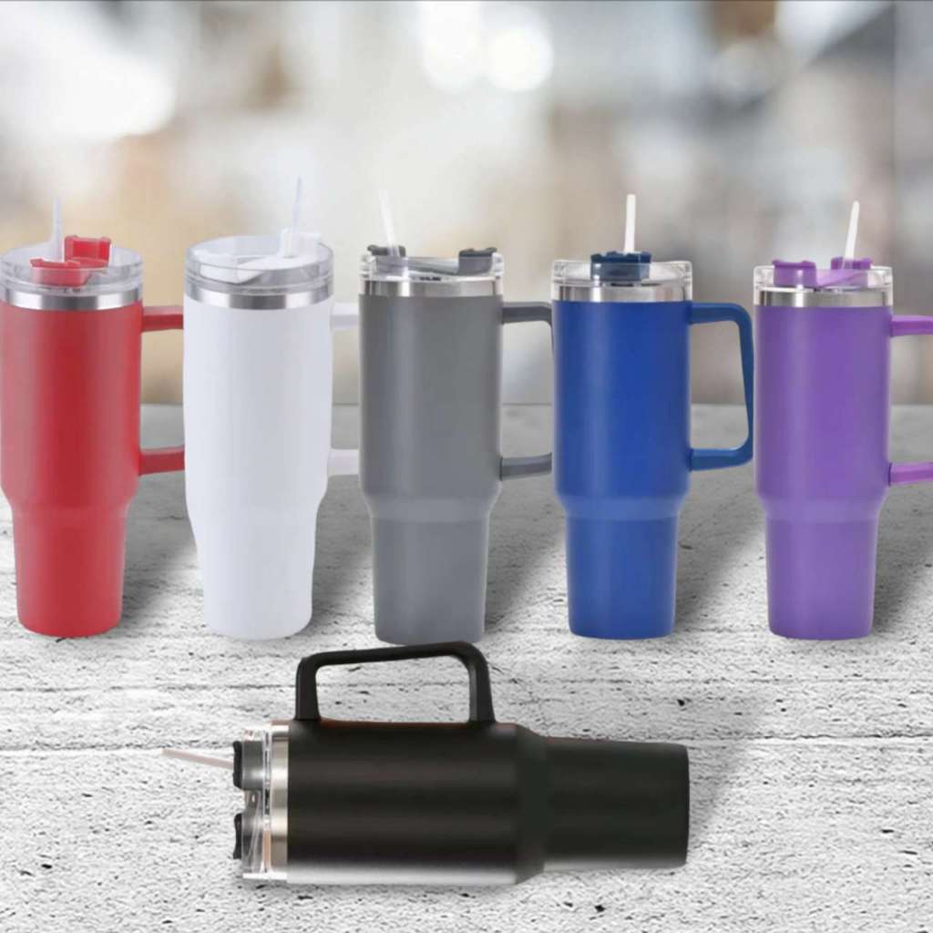 Caneca Térmica com Canudo e Alça 1.25 Litros Copo Para Viagem Térmico Aço Inox Cerveja