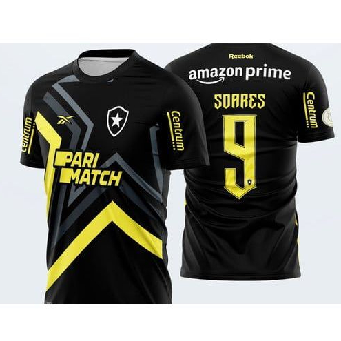 Camisa de Time Botafogo Preto e Amarelo 2024/25 Home
