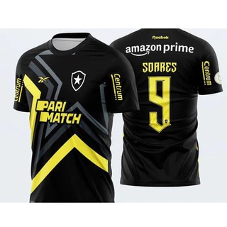 Camisa de Time Botafogo Preto e Amarelo 2024/25 Home