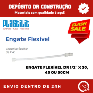Engate flexível DR 1/2" X 30, 40 OU 50CM Branco Plastilit