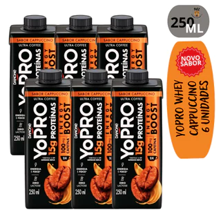 Yopro Danone Whey 15g Energy Boost Café Expresso Cappuccino - 6 Unidades 250 Ml