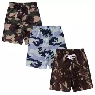 Kit Com 3 Bermudas Em Moletom Estampadas Masculino Infantil
