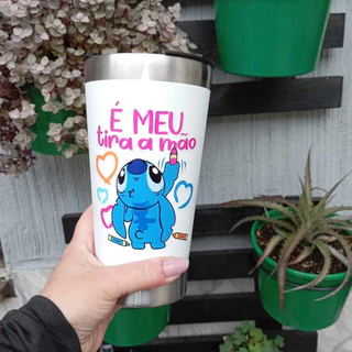 Copo Térmico tipo Stanley com Tampa e Abridor Stitch