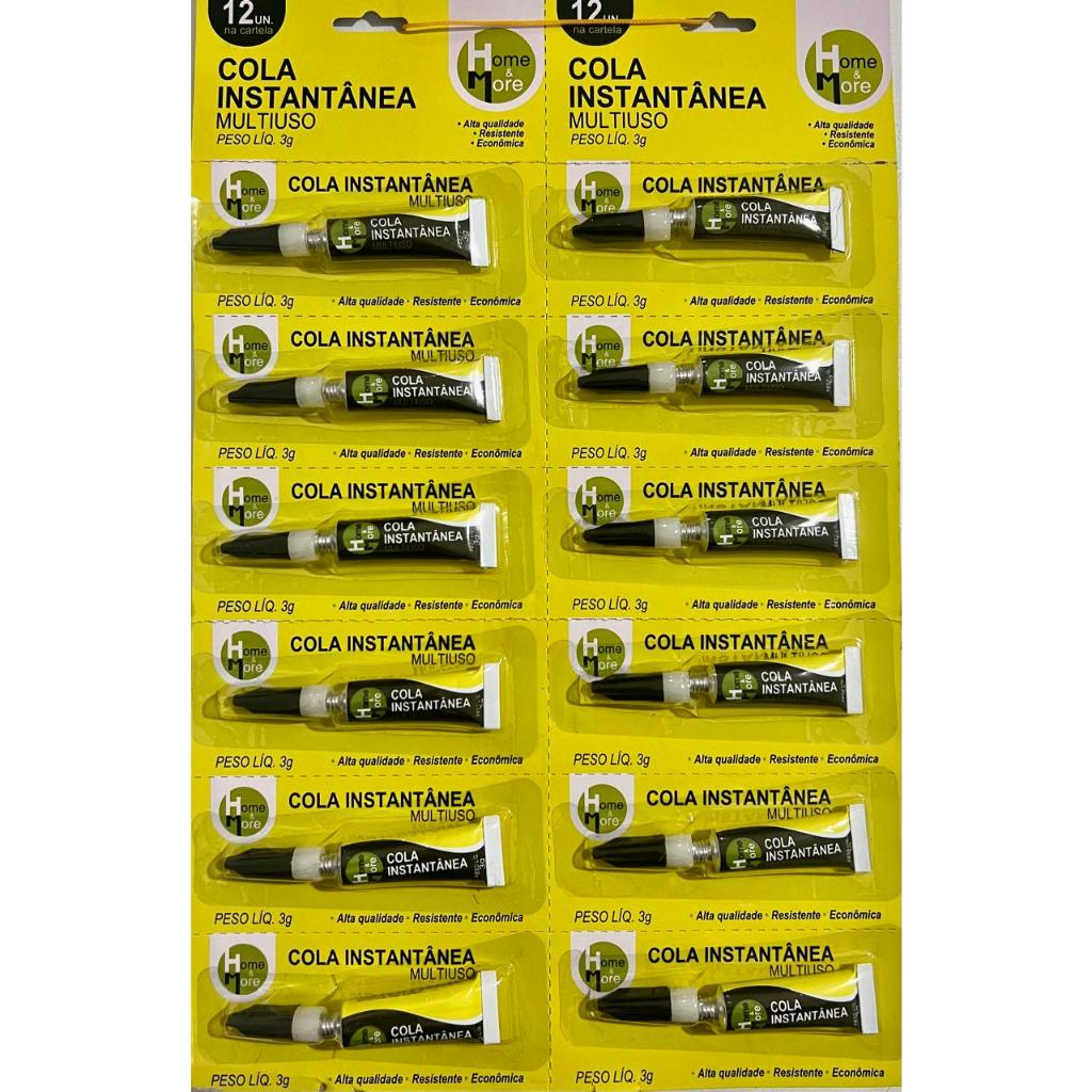 kit 12 Cola Instantânea 3g de Uso Geral, cartela, super cola bond ...