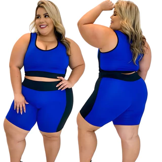 Conjunto fitness PLUS SIZE Top e Shot Fitness feminino Modelo Curve ROUPA DE ACADEMIA GG XGG e EXGG