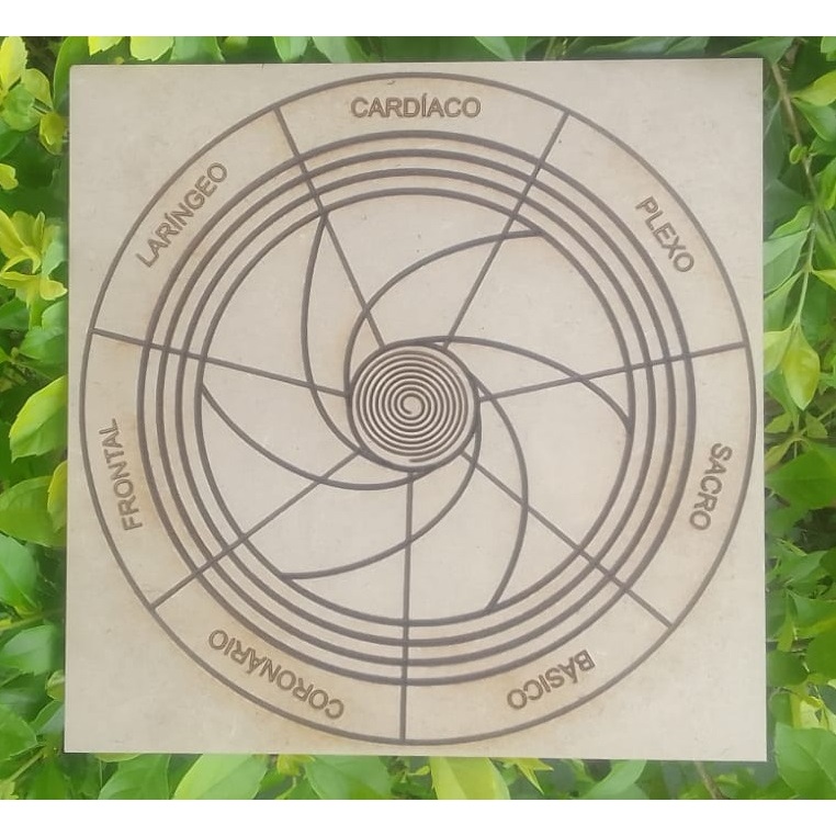 Gráfico Radiestesia Radiônica Equilibrio dos Chakras 20x20cm Mdf 3mm de Espessura Com Elementos - Maq3d