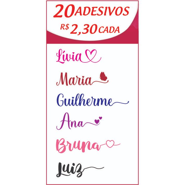 Kit 20 adesivos nomes personalizados | Shopee Brasil