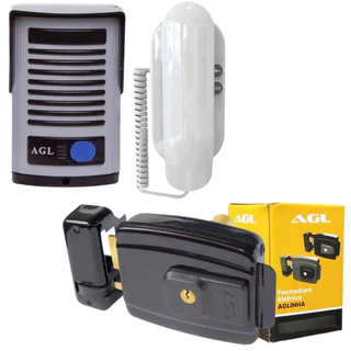 Kit Interfone Porteiro + Fechadura Eletrônica Aglinha Residencial e Comercial
