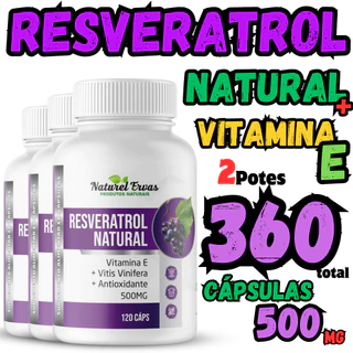Suplemento Legitimo RESVERATROL Natural 100% Original 120 Capsulas 500Mg Trans Resveratrol