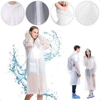 Capa De Chuva Feminina E Masculina Transparente Resistente Grossa E Reutilizável Pvc C/ Capuz