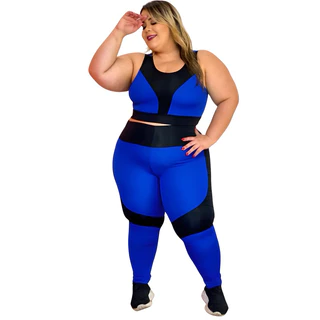 Conjunto Feminino Fitness Calça legging e Top Plus Size GG ao EXGG Modelo Curve