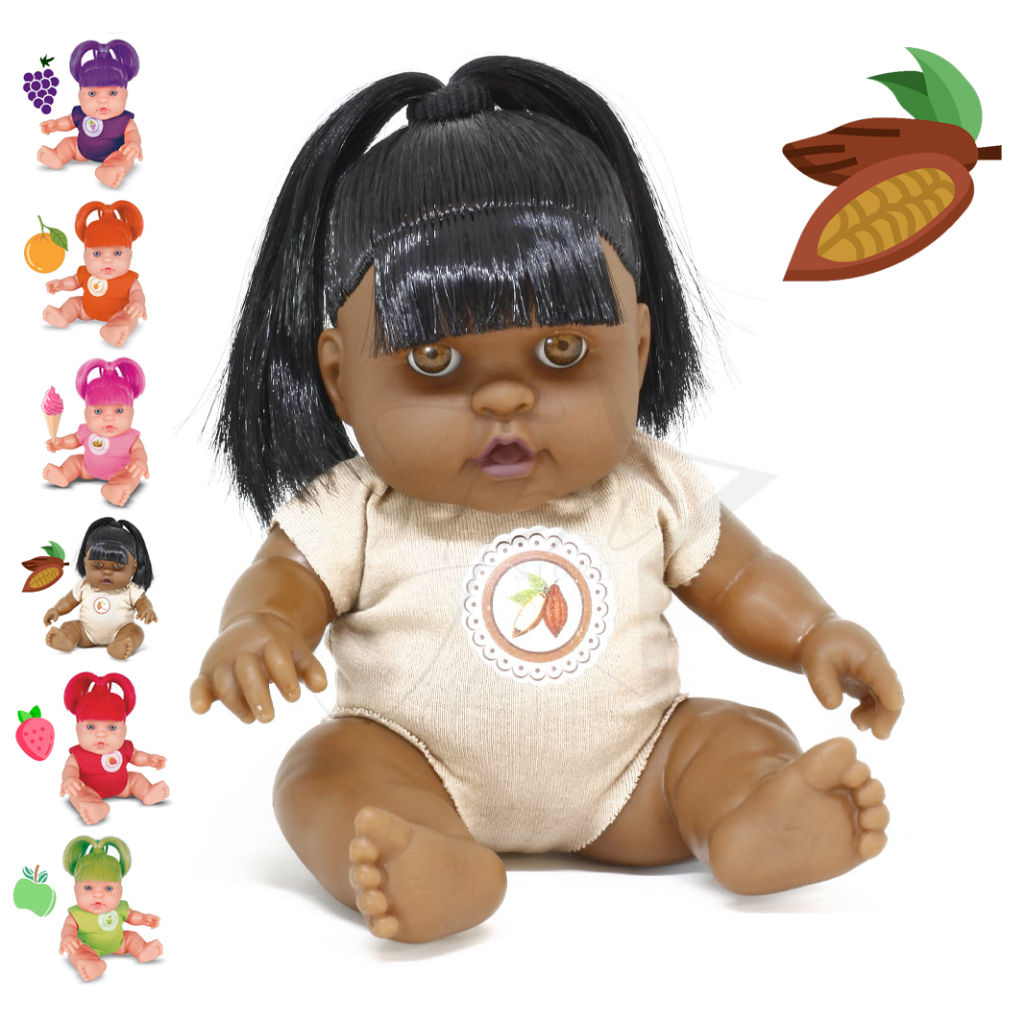 BONECA ORIGINAL COLEÇÃO FRUTINHAS COMPLETA COM CHEIRO DE CACAU INFANTIL  BEBÊ REBORN BRINQUEDO DE MENINA LITTLE BABY ALIVE BEBE SAPEKINHA BEBEZÃO  REBORNE CHEIRINHO FRUTAS REALISTA BARATA BONECAS GRANDES NEGRA PETRA BRANCA  CABELO