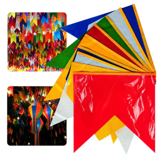Bandeirinha para Festa Junina, Varal de Festa 600, 800 e 1000 metros, Bandeirinha de Plástico, Decoração, Atacado, Bandeirola