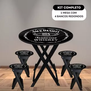 Conjunto Mesa Dobrável Bancos Bar Sala Varanda Área Gourmet