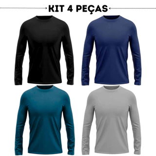 Kit 4 camisas masculina blusa manga longa