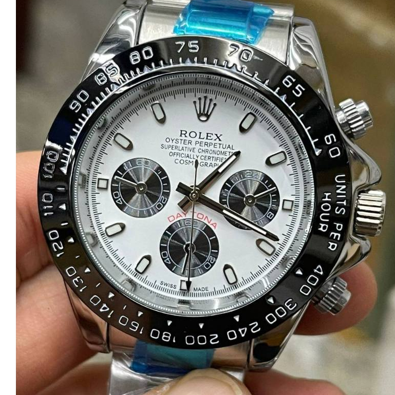 Relógio Masculino DAYTONA Prateado Á PROVA D'ÁGUA Aço Inoxidável Diamante Luxuoso